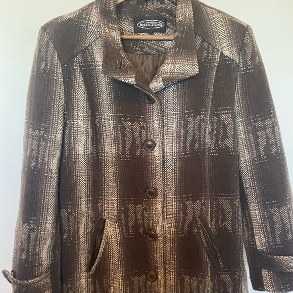 NORTHERN Reflections Jacket Wool Tweed Coat Brown Neutral Warm Button Up Large - Picture 3 of 15